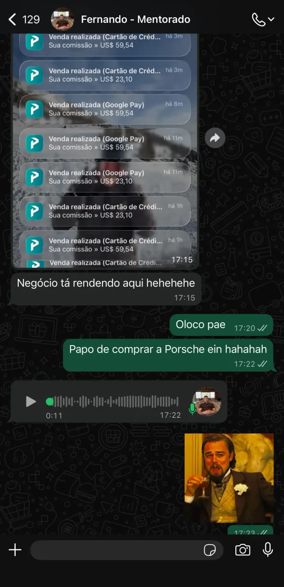 Print da conversa com Fernando