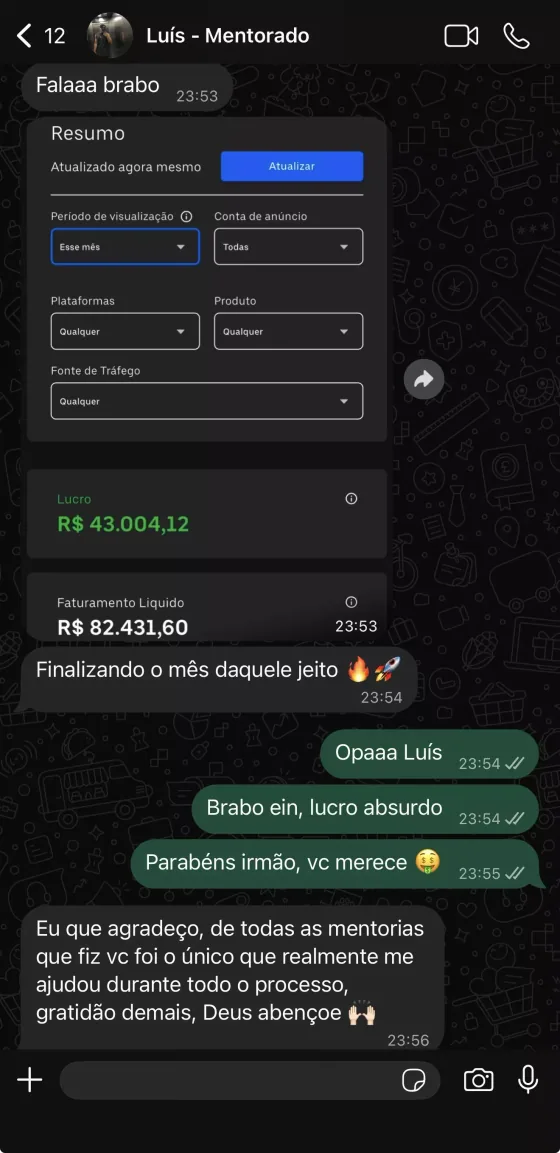 Print da conversa com Luis